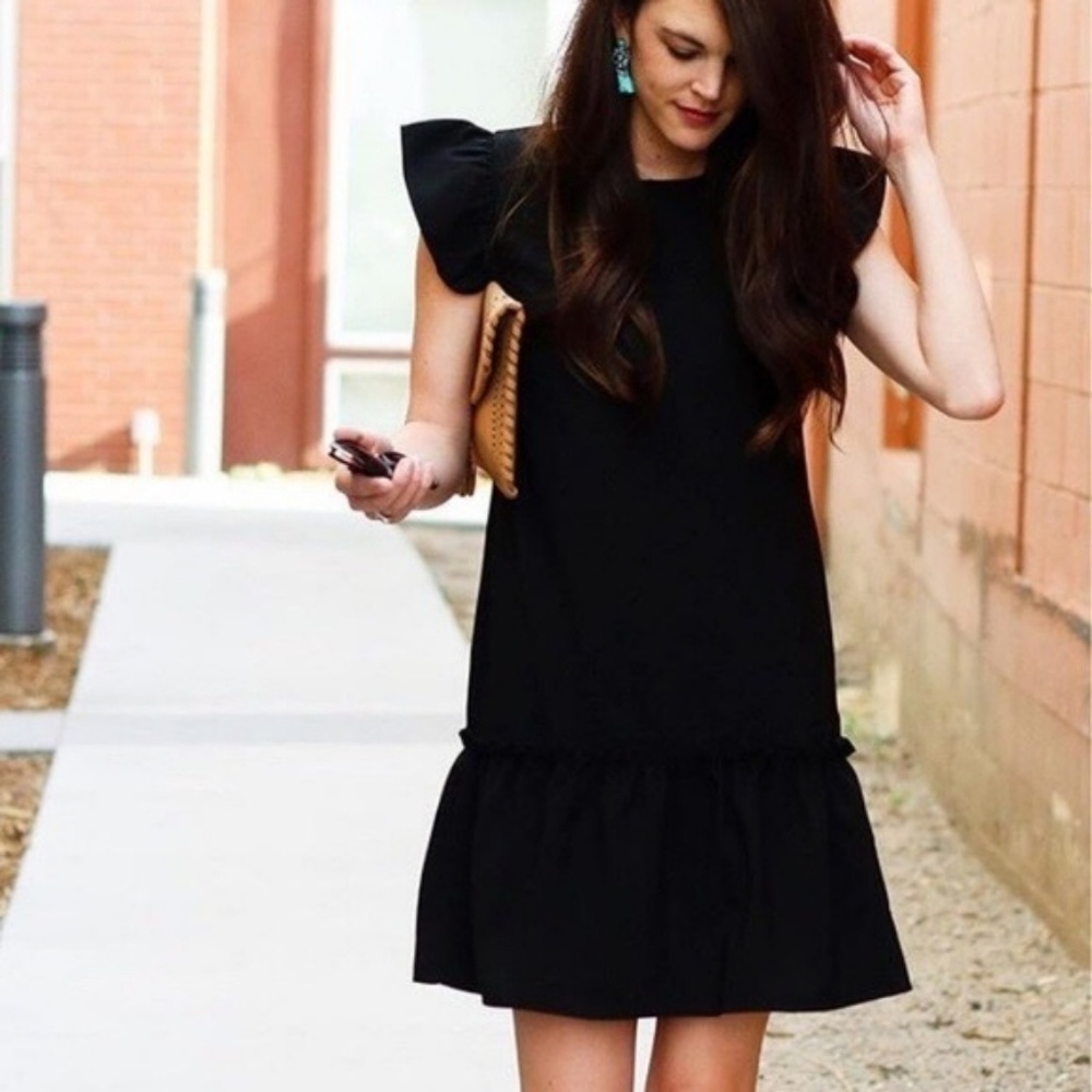 Loft black ruffle dress